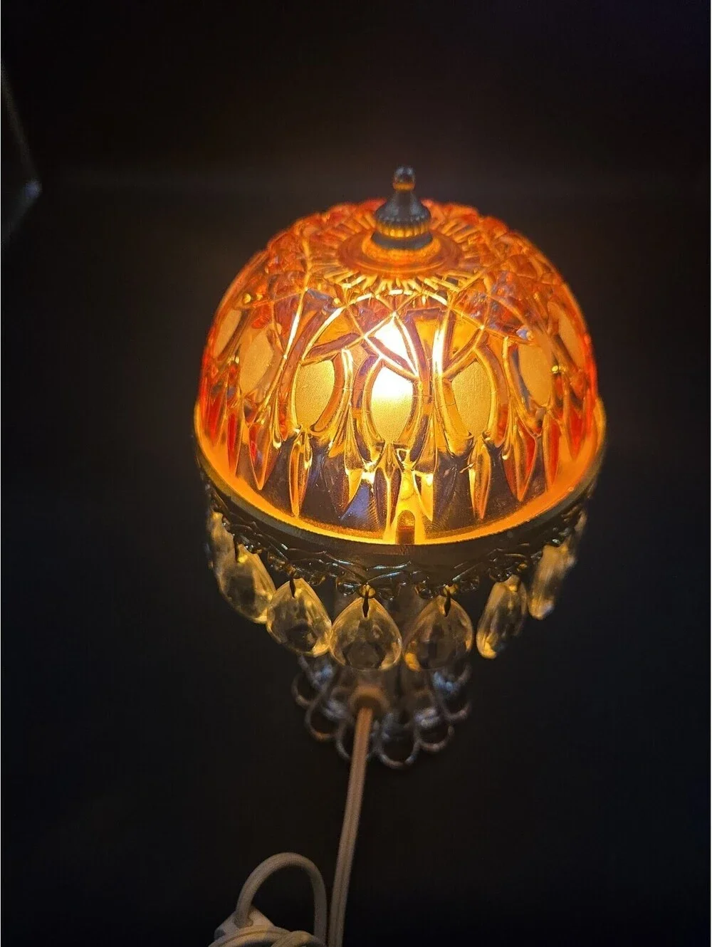 Vintage Michelotti Pink Cranberry Glass Prism Boudoir Princess Lamp Holland 9